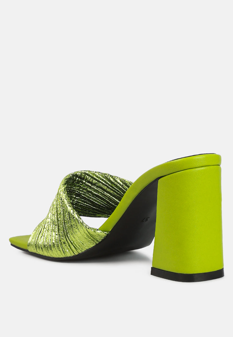 Salty You Crinkled Triangular Block Heel Sandals - Tigbul's Variety Fashion Shop
