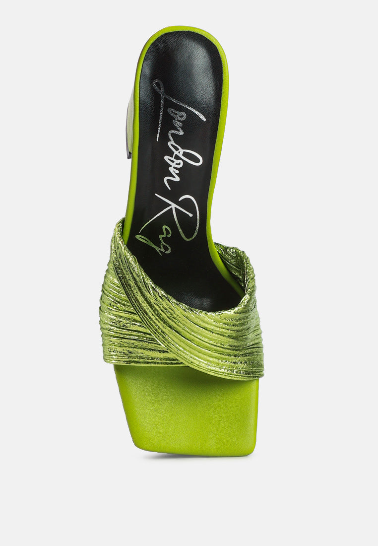 Salty You Crinkled Triangular Block Heel Sandals - Tigbul's Variety Fashion Shop
