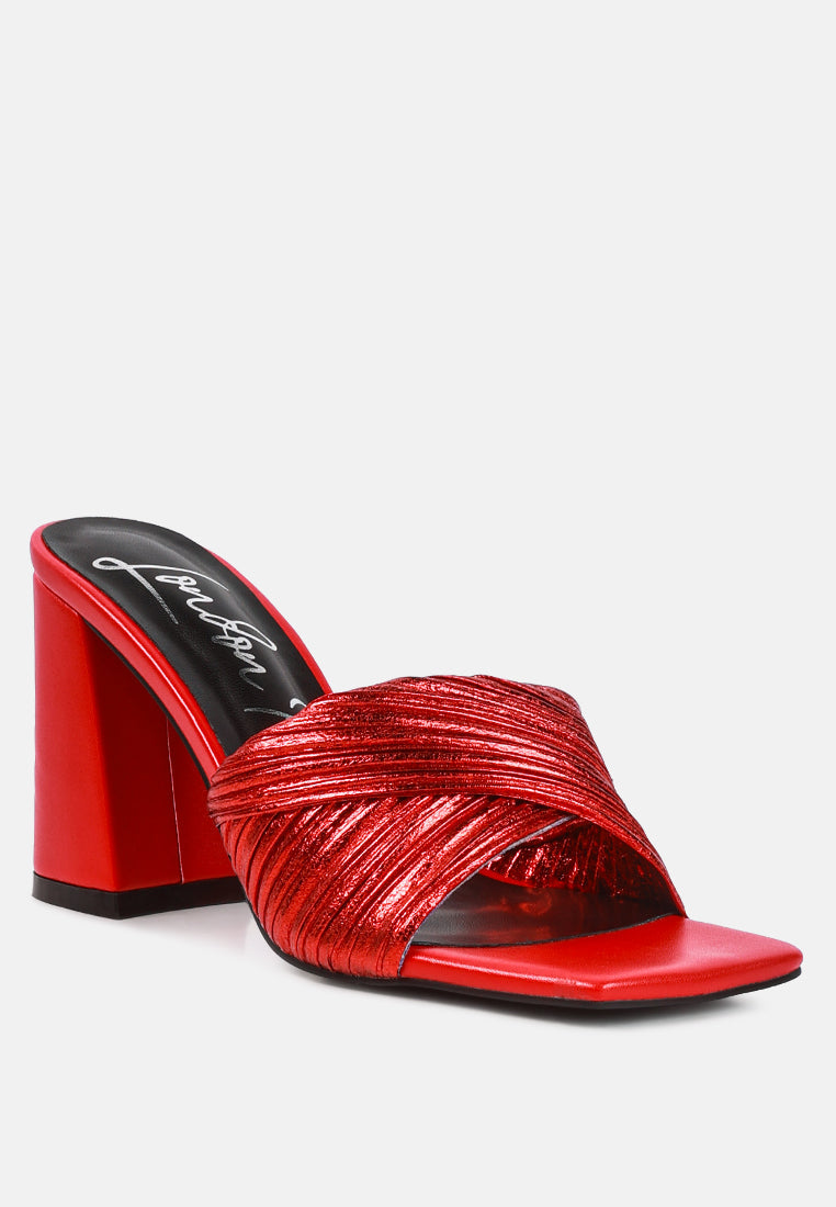 Salty You Crinkled Triangular Block Heel Sandals - Tigbul's Variety Fashion Shop