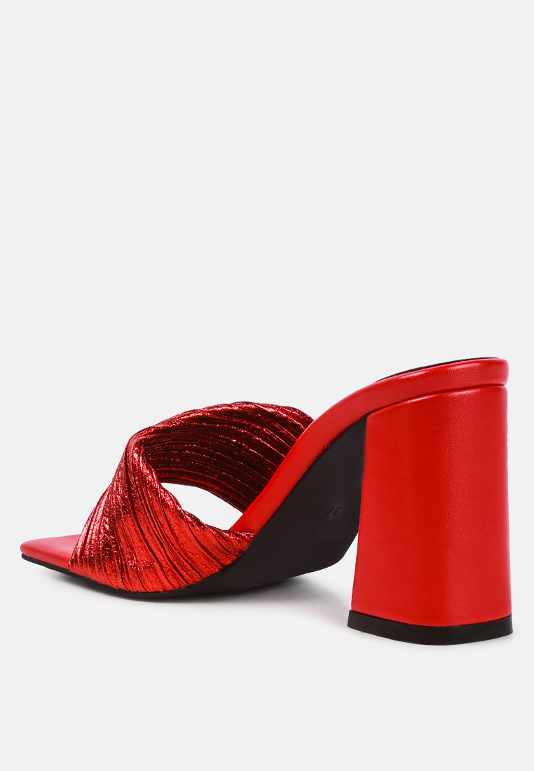 Salty You Crinkled Triangular Block Heel Sandals - Tigbul's Variety Fashion Shop