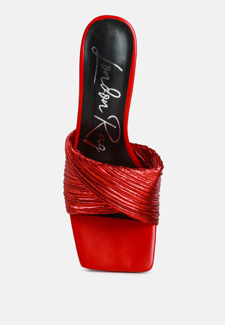 Salty You Crinkled Triangular Block Heel Sandals - Tigbul's Variety Fashion Shop