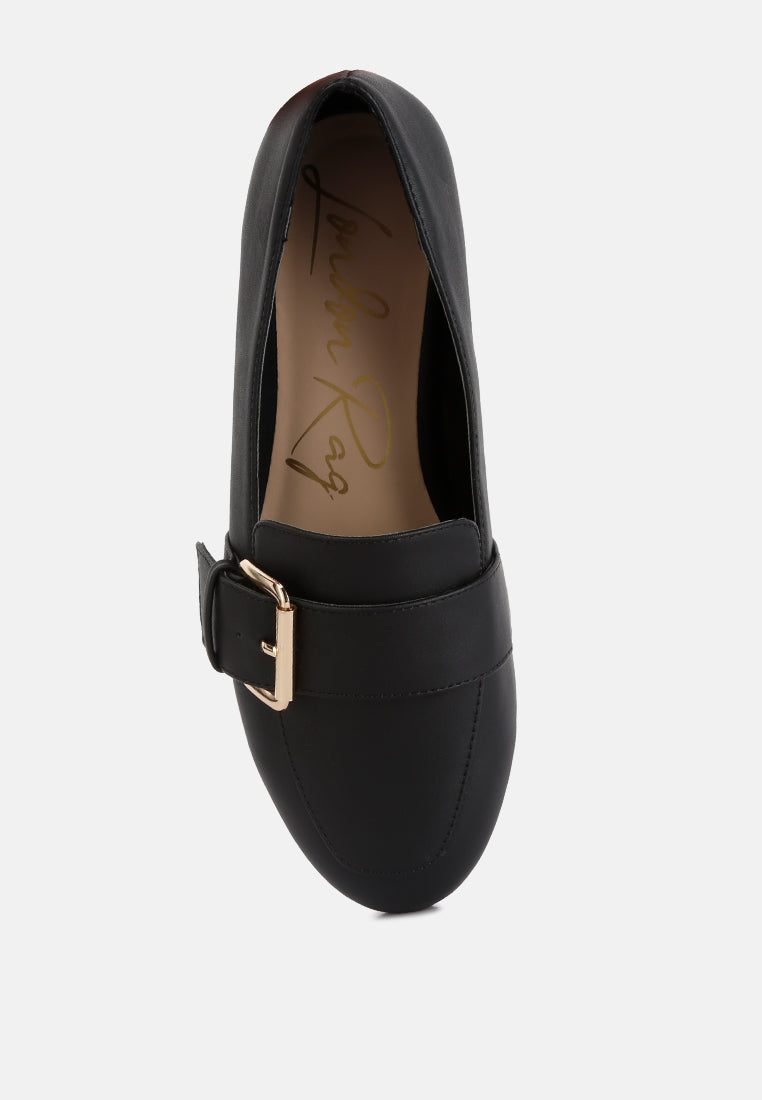 Saskia Pin Buckle Detail Loafers - Tigbul's Variety Fashion Shop