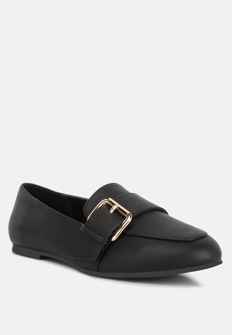 Saskia Pin Buckle Detail Loafers - Tigbul's Variety Fashion Shop