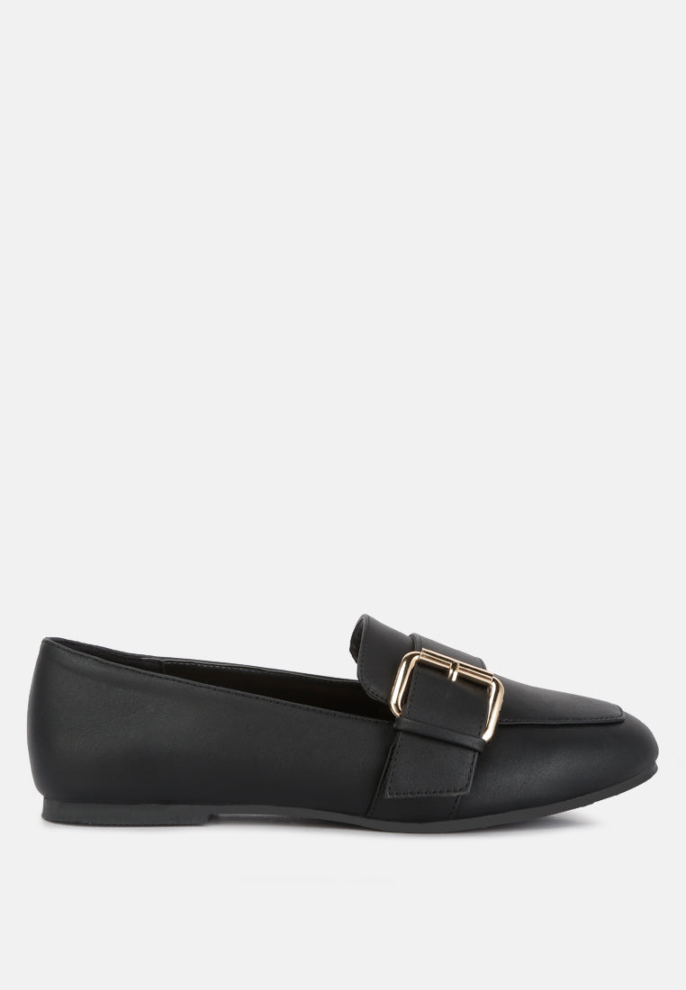 Saskia Pin Buckle Detail Loafers - Tigbul's Variety Fashion Shop