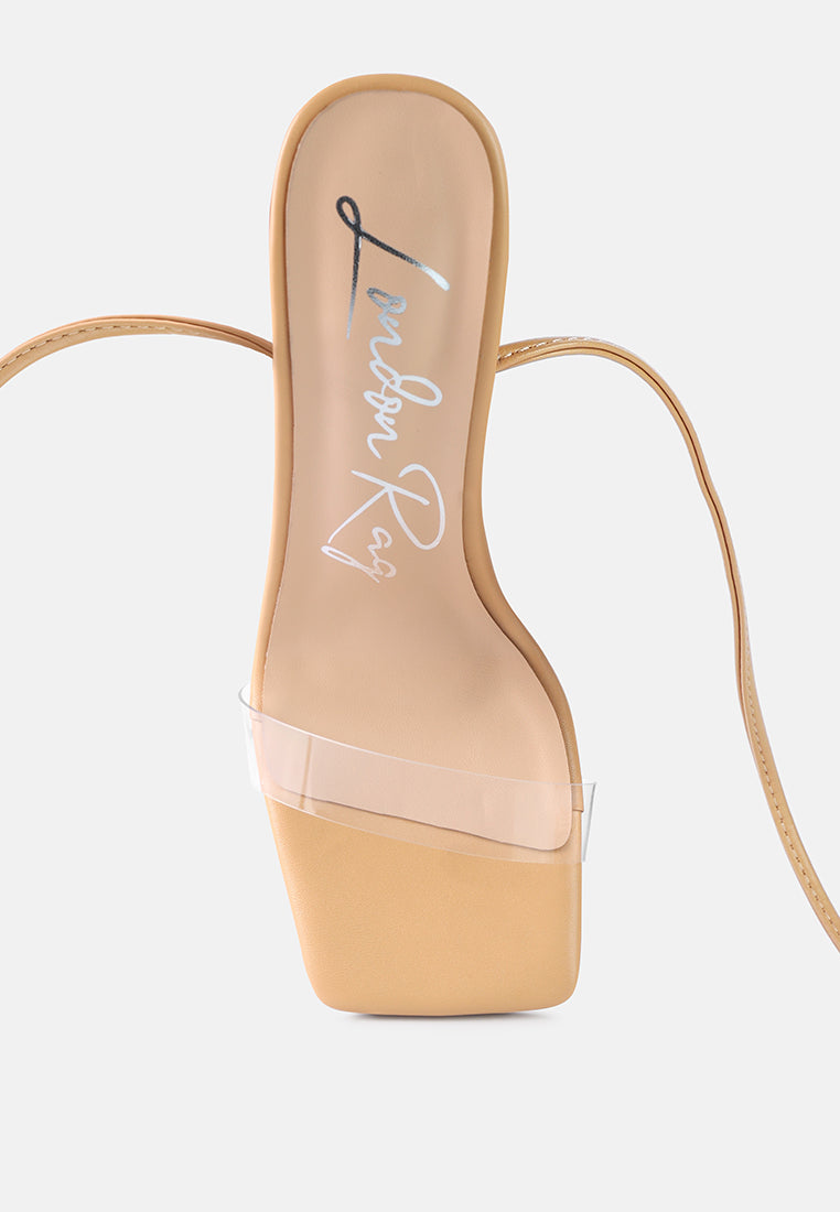 Scansta Lace Up Rhinestone Embellished Heel Sandals - Tigbul's Variety Fashion Shop