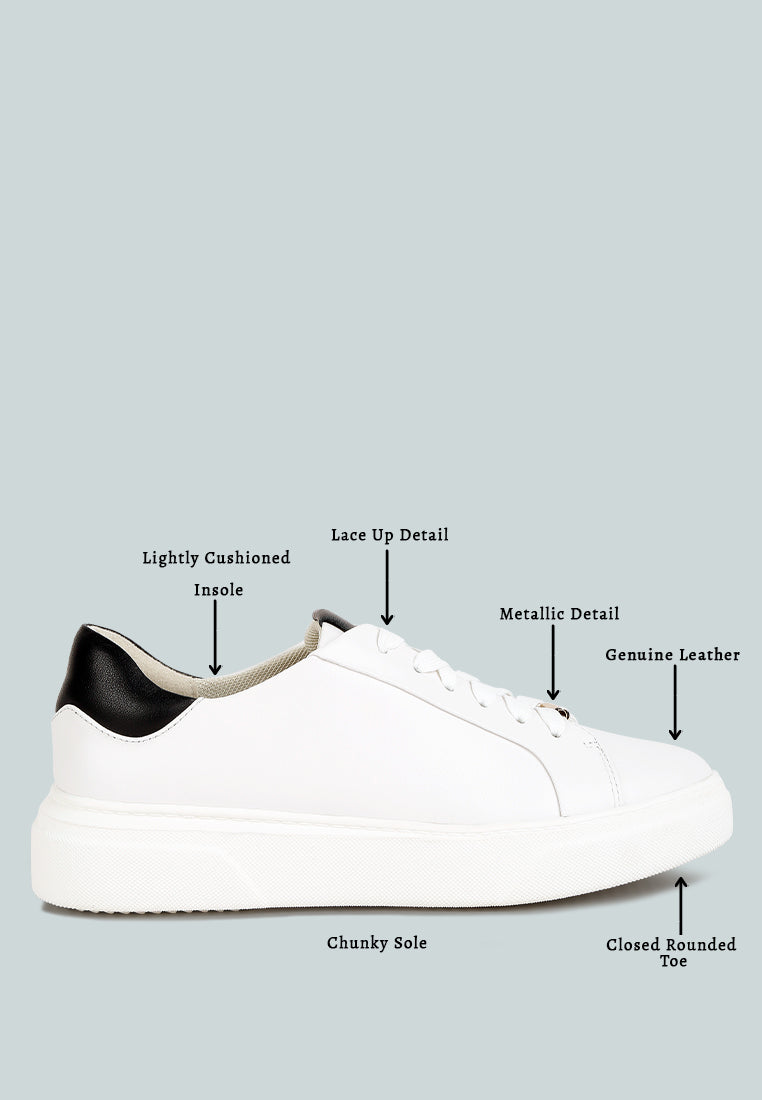 Schick Lace Up Leather Sneakers - Tigbul's Variety Fashion Shop