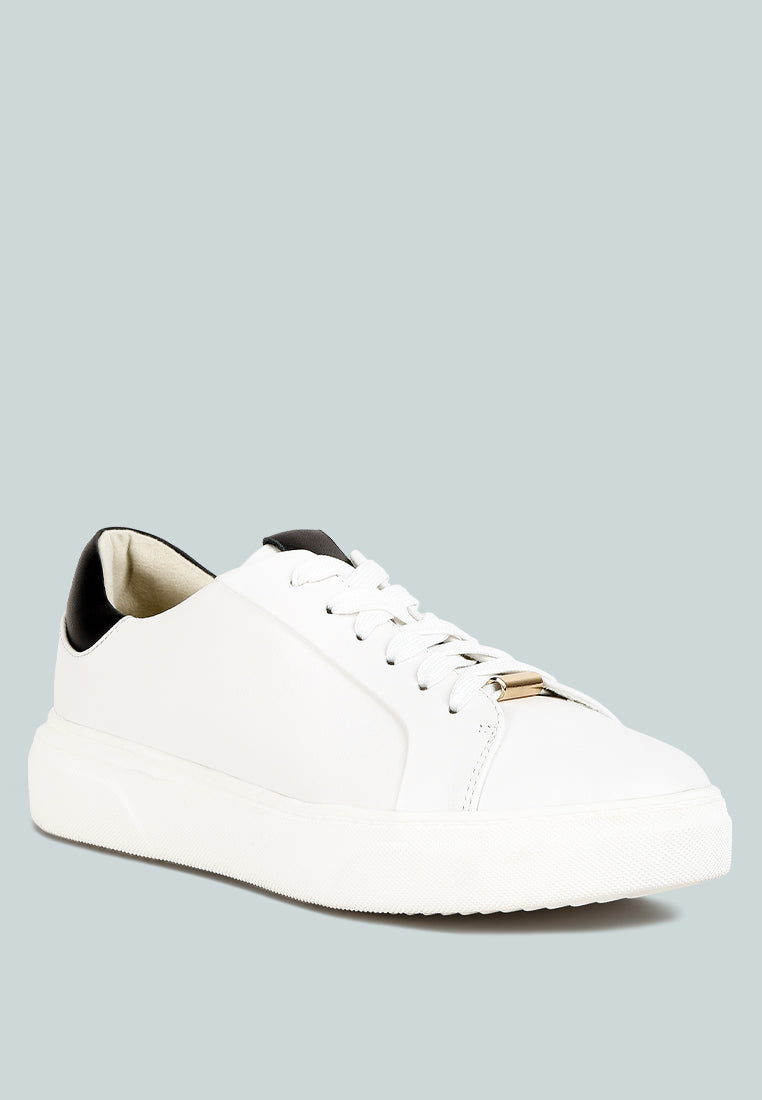 Schick Lace Up Leather Sneakers - Tigbul's Variety Fashion Shop