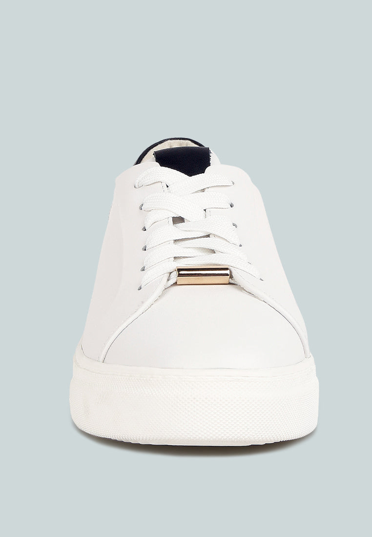 Schick Lace Up Leather Sneakers - Tigbul's Variety Fashion Shop
