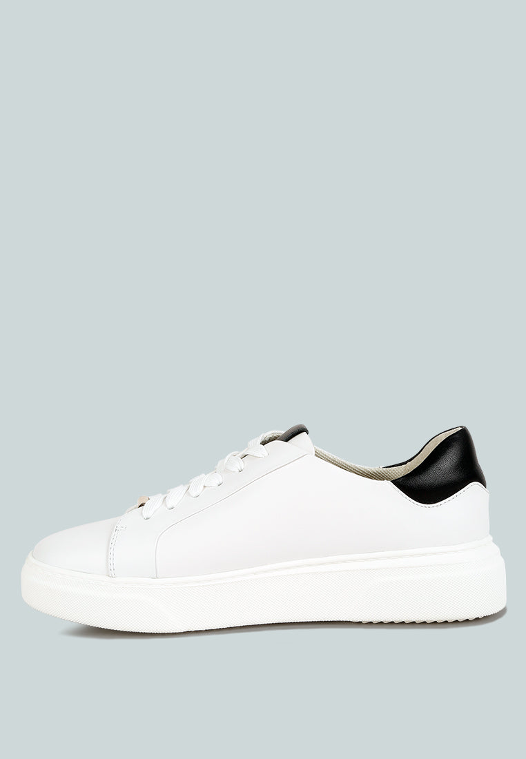 Schick Lace Up Leather Sneakers - Tigbul's Variety Fashion Shop