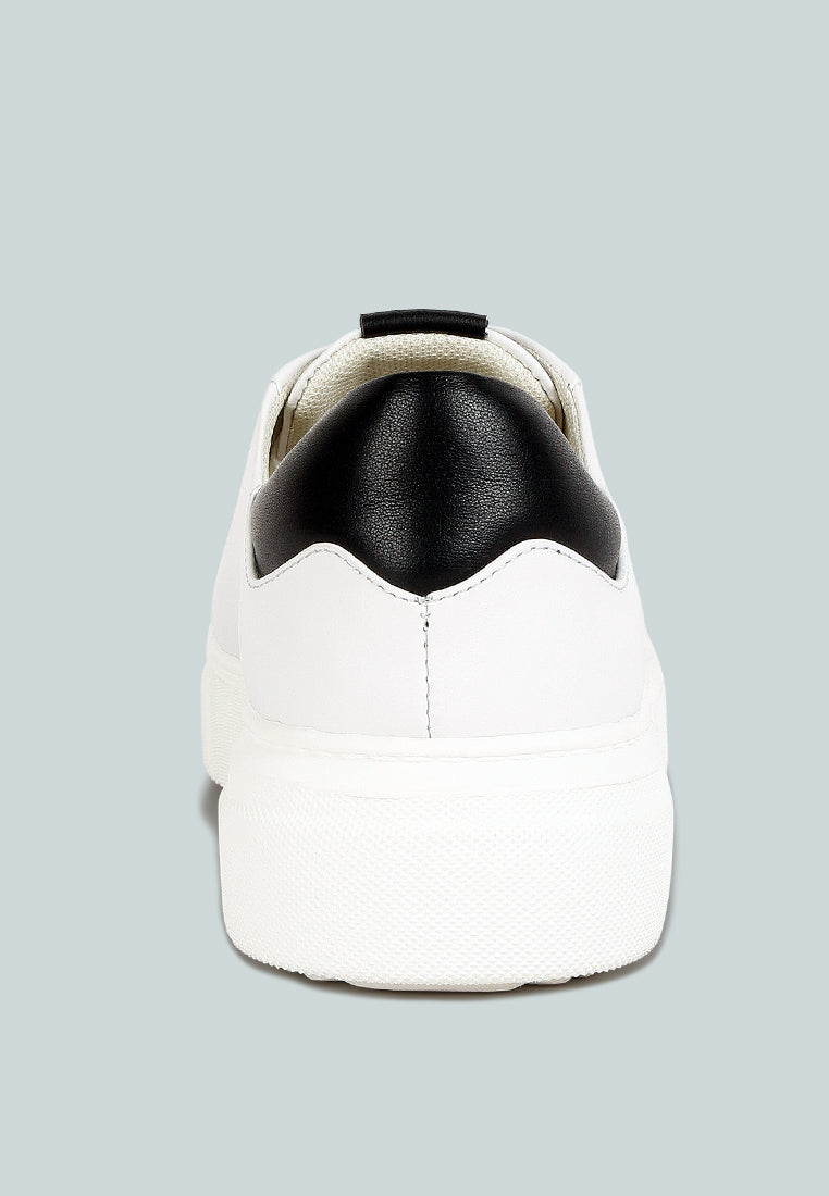 Schick Lace Up Leather Sneakers - Tigbul's Variety Fashion Shop