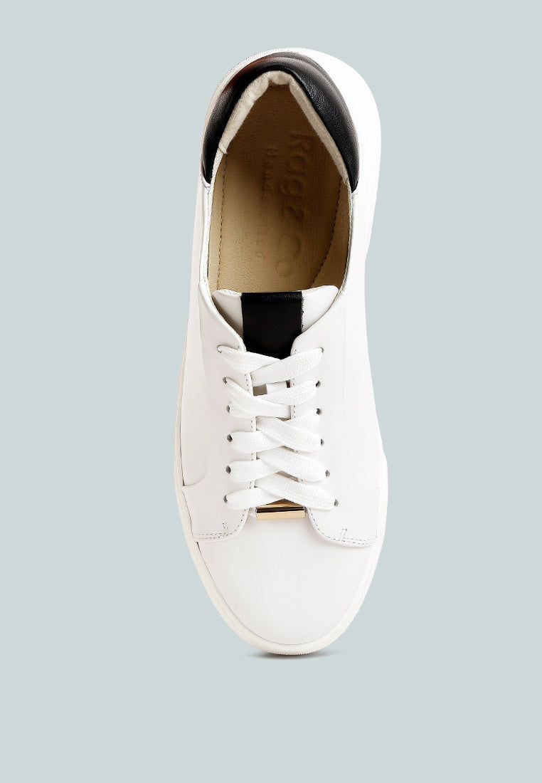 Schick Lace Up Leather Sneakers - Tigbul's Variety Fashion Shop