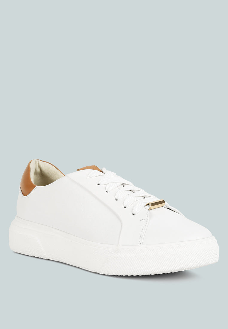 Schick Lace Up Leather Sneakers - Tigbul's Variety Fashion Shop