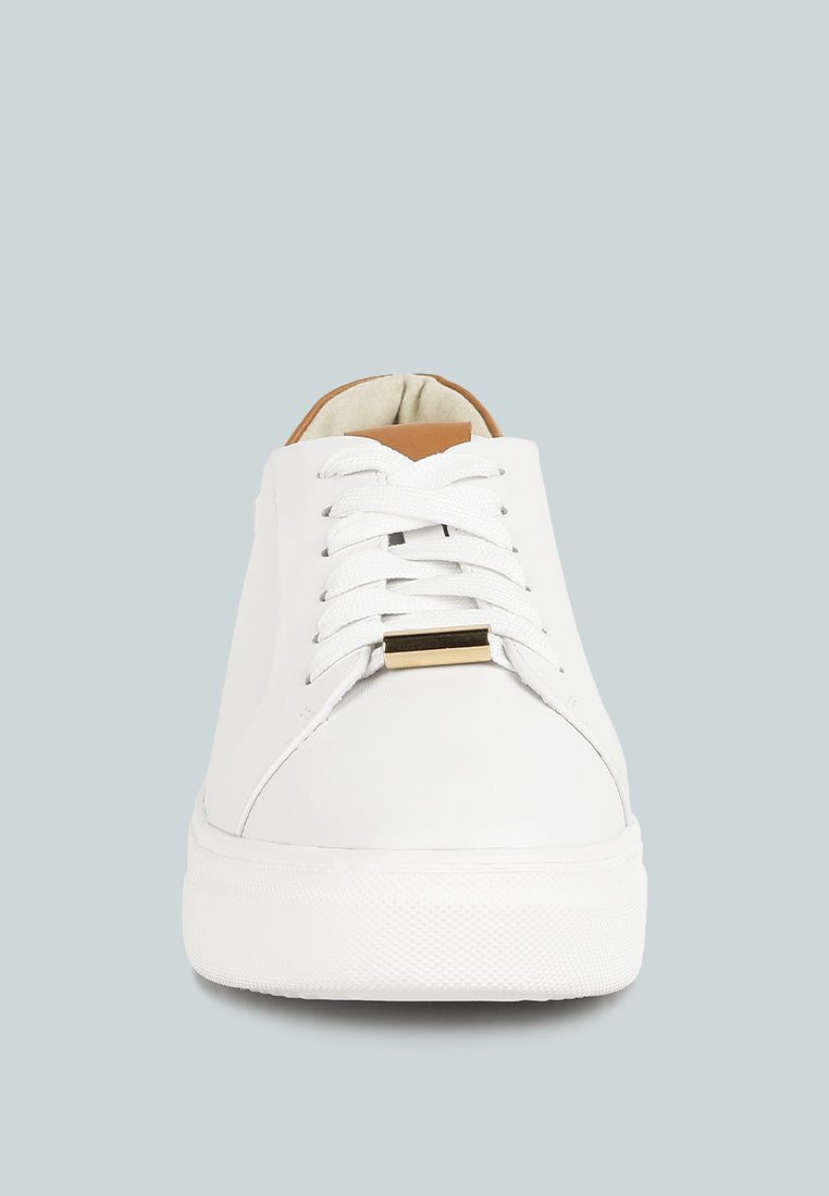 Schick Lace Up Leather Sneakers - Tigbul's Variety Fashion Shop