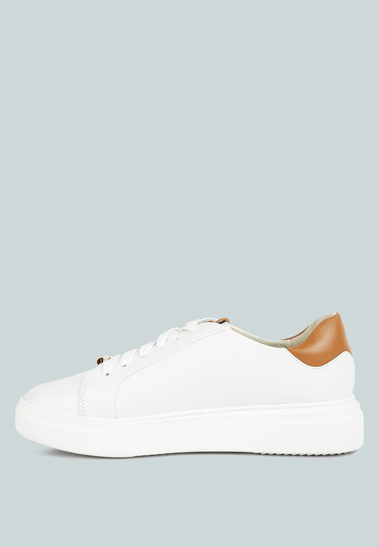 Schick Lace Up Leather Sneakers - Tigbul's Variety Fashion Shop