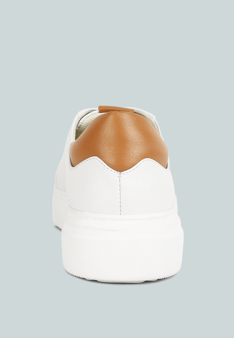 Schick Lace Up Leather Sneakers - Tigbul's Variety Fashion Shop