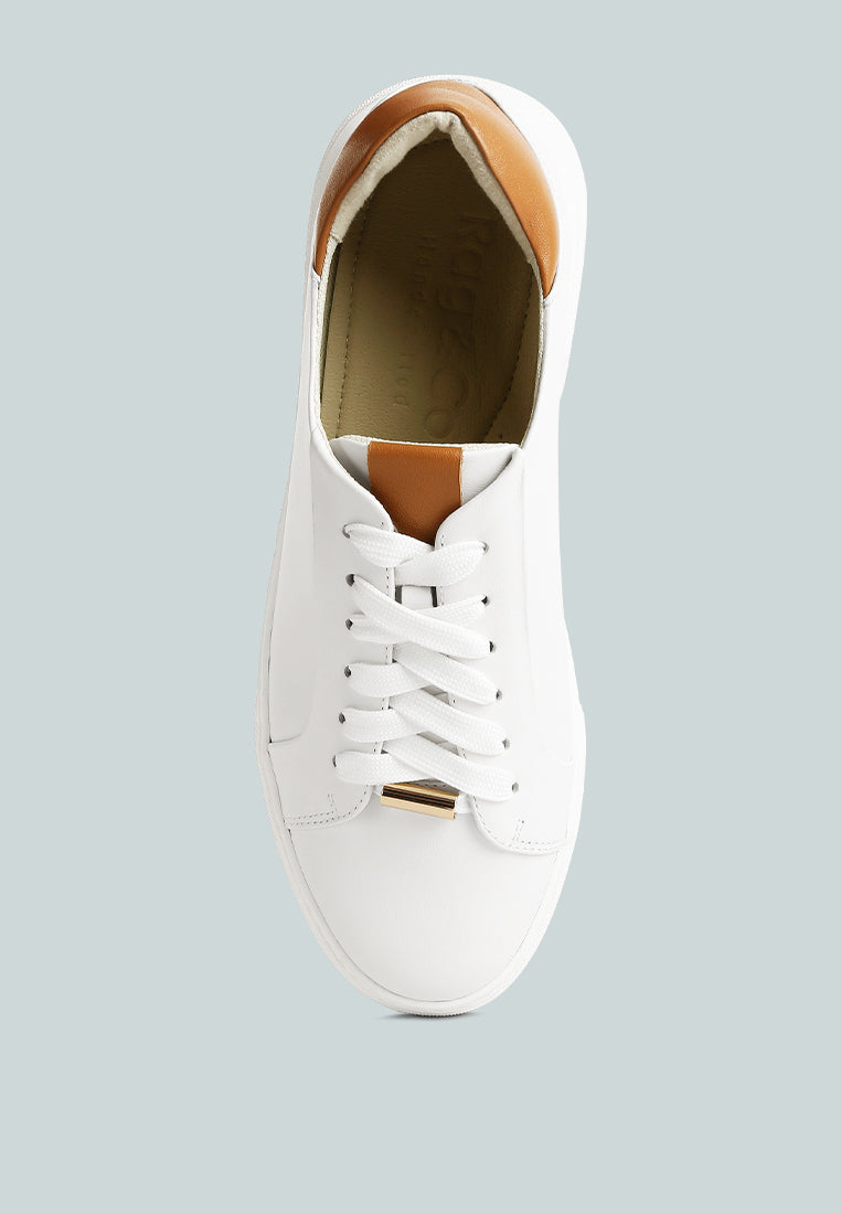 Schick Lace Up Leather Sneakers - Tigbul's Variety Fashion Shop