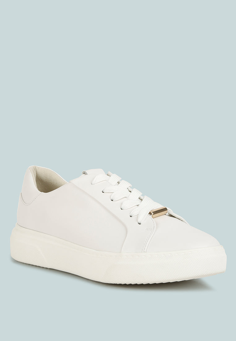Schick Lace Up Leather Sneakers - Tigbul's Variety Fashion Shop