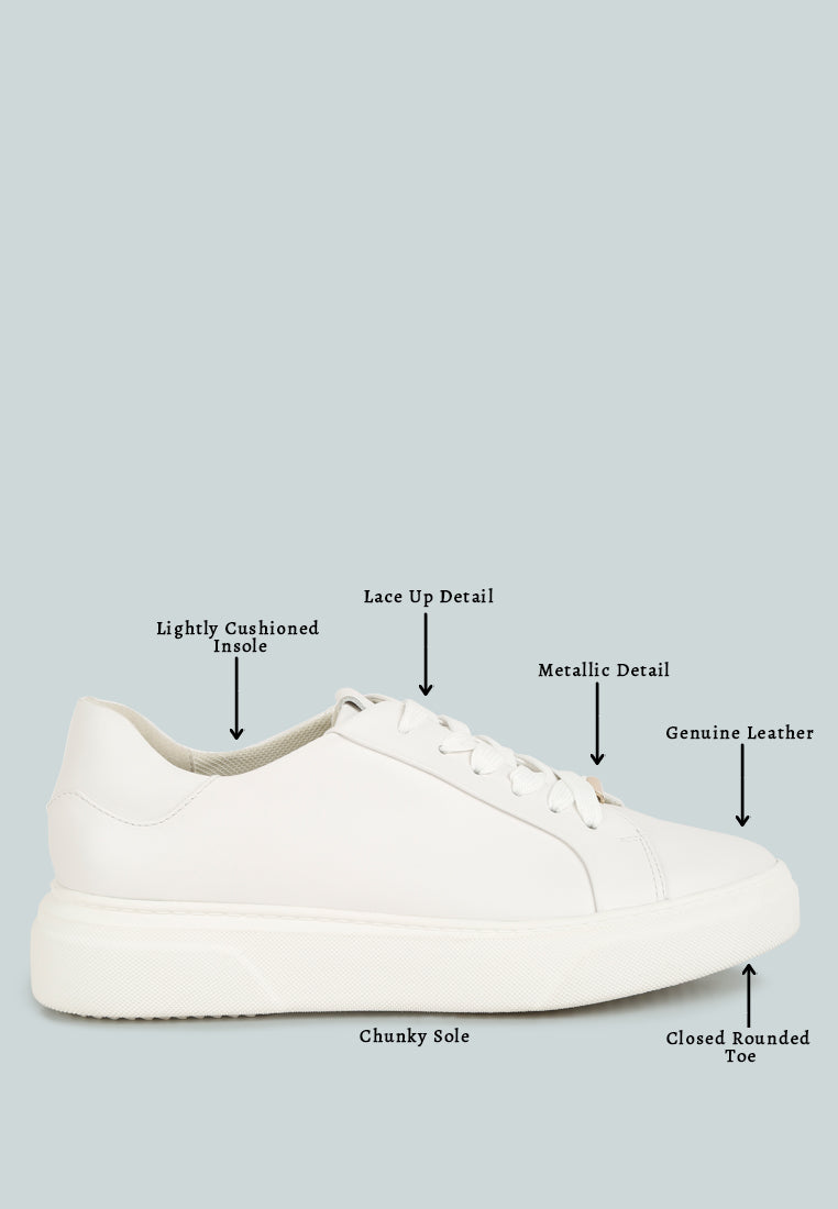 Schick Lace Up Leather Sneakers - Tigbul's Variety Fashion Shop
