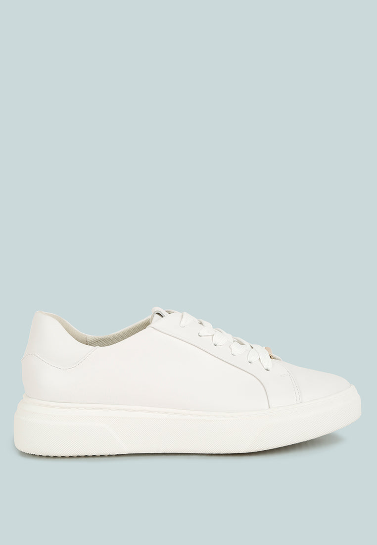Schick Lace Up Leather Sneakers - Tigbul's Variety Fashion Shop