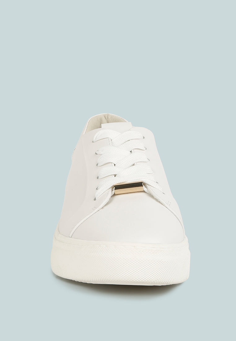 Schick Lace Up Leather Sneakers - Tigbul's Variety Fashion Shop