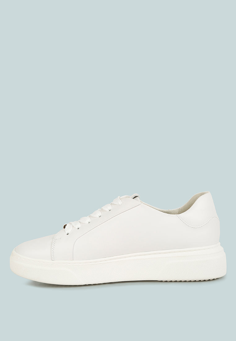 Schick Lace Up Leather Sneakers - Tigbul's Variety Fashion Shop
