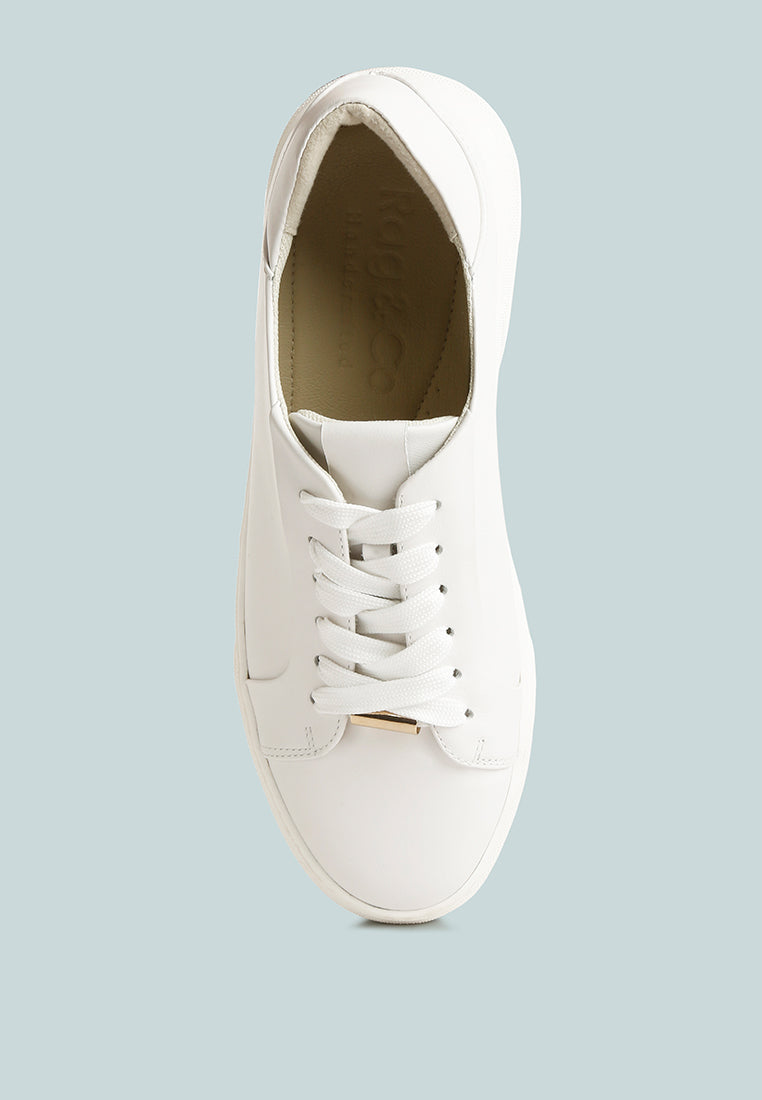 Schick Lace Up Leather Sneakers - Tigbul's Variety Fashion Shop