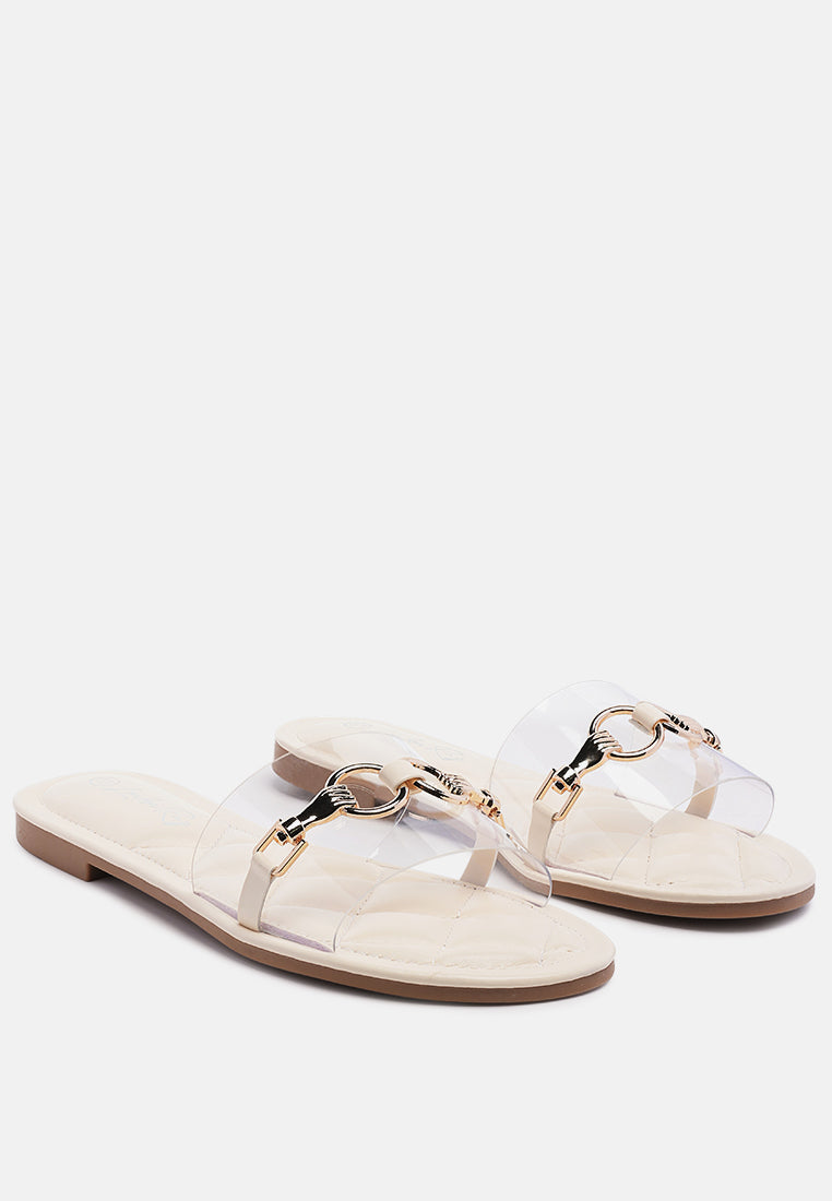 Scoth Clear Buckled Quilted Slides - Tigbul's Variety Fashion Shop