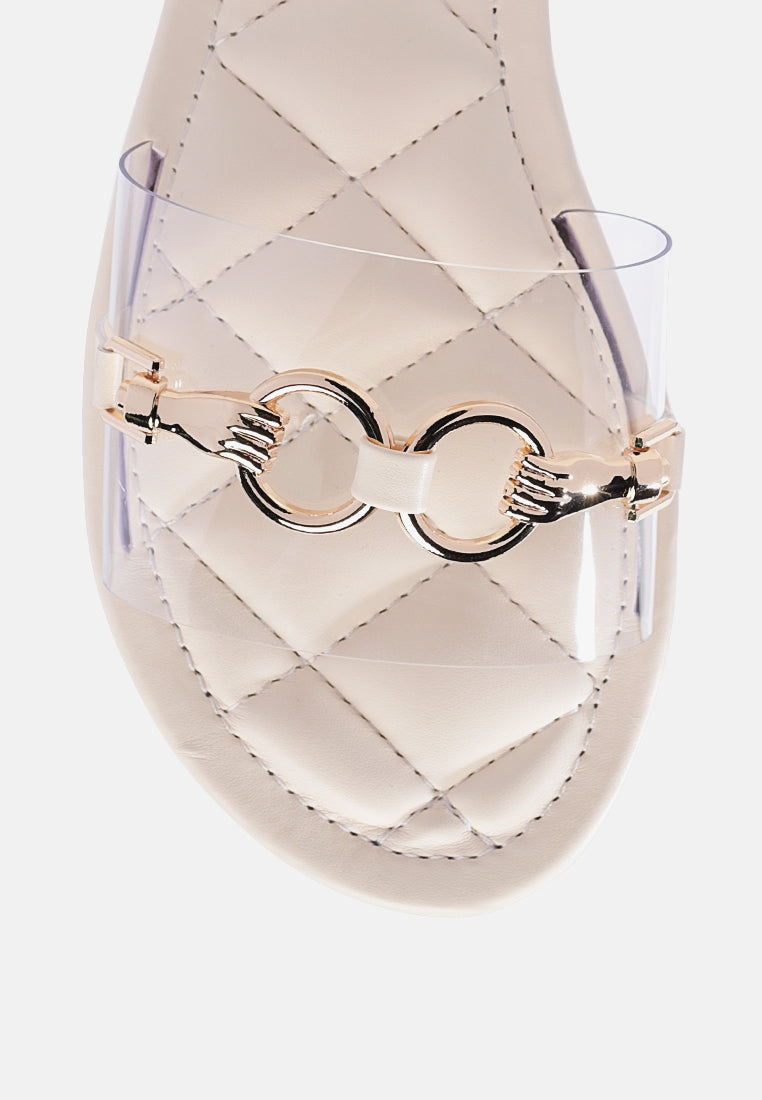 Scoth Clear Buckled Quilted Slides - Tigbul's Variety Fashion Shop