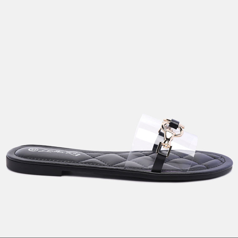 Scoth Clear Buckled Quilted Slides - Tigbul's Variety Fashion Shop