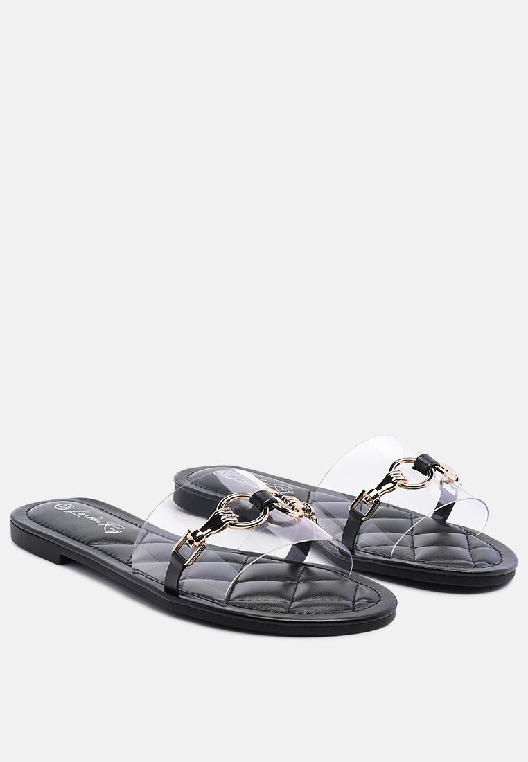 Scoth Clear Buckled Quilted Slides - Tigbul's Variety Fashion Shop
