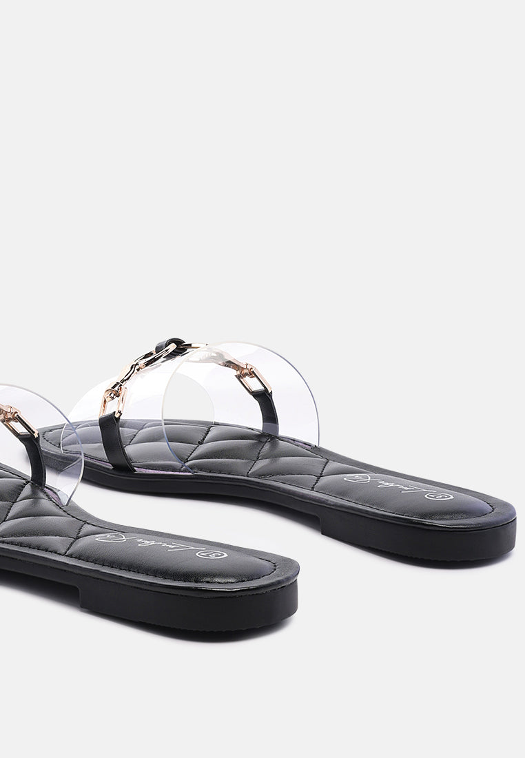 Scoth Clear Buckled Quilted Slides - Tigbul's Variety Fashion Shop