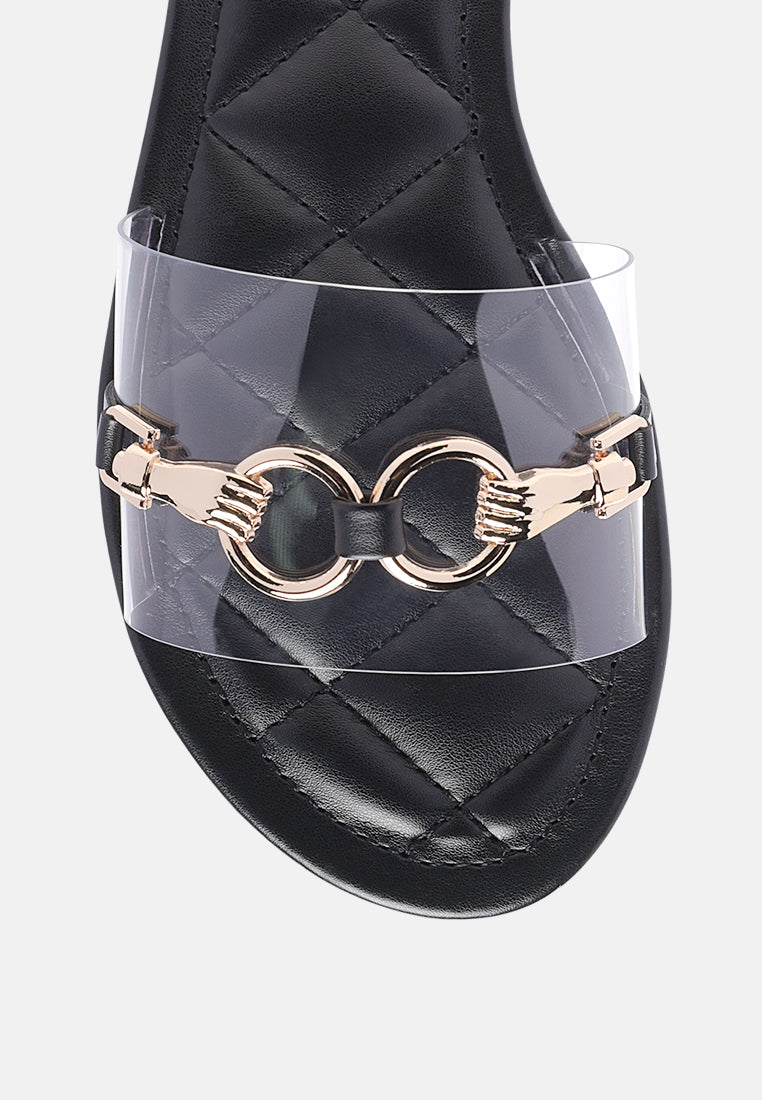 Scoth Clear Buckled Quilted Slides - Tigbul's Variety Fashion Shop