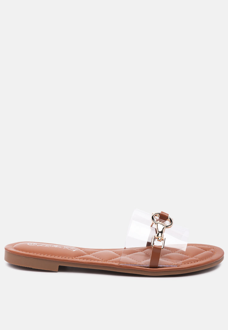 Scoth Clear Buckled Quilted Slides - Tigbul's Variety Fashion Shop