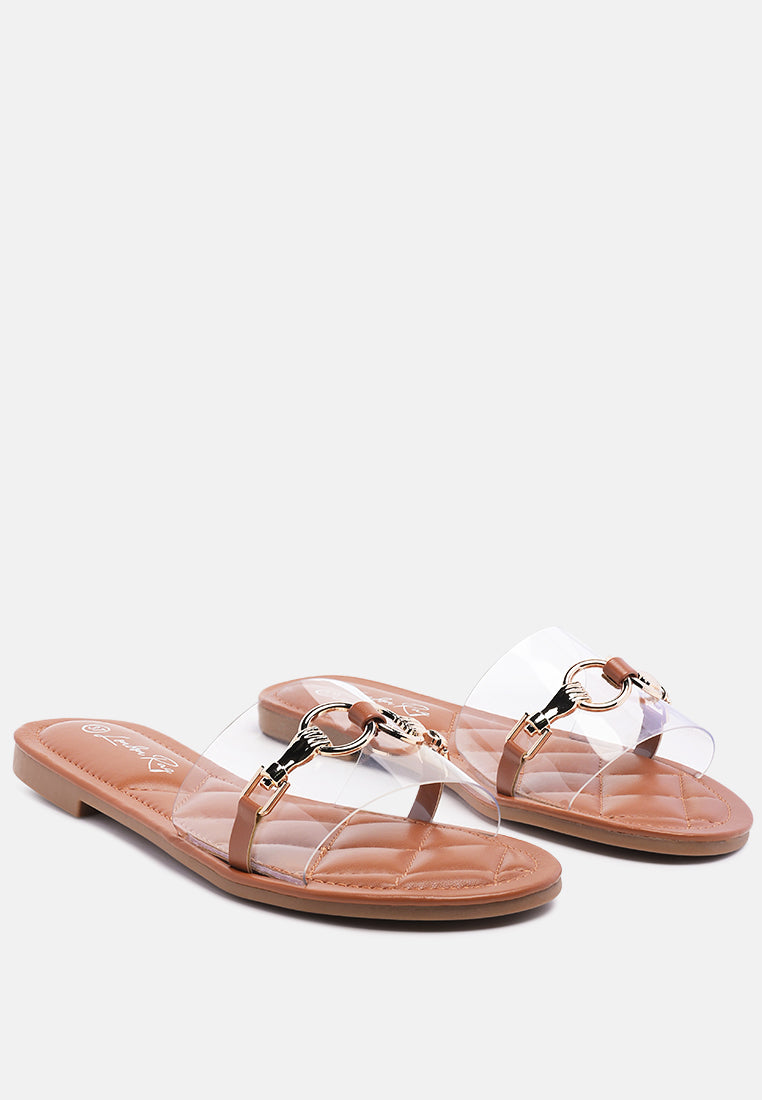 Scoth Clear Buckled Quilted Slides - Tigbul's Variety Fashion Shop
