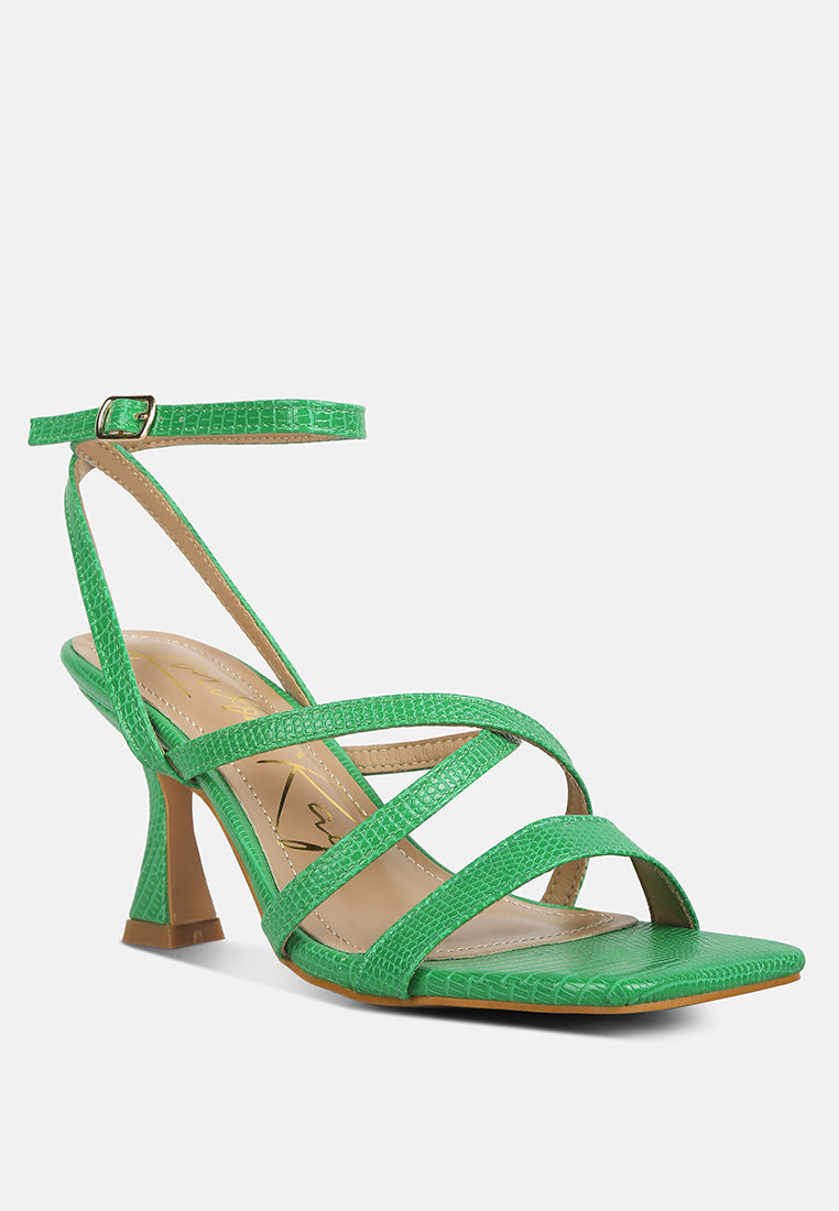 Serling Croc Spool Heel Sandals - Tigbul's Variety Fashion Shop
