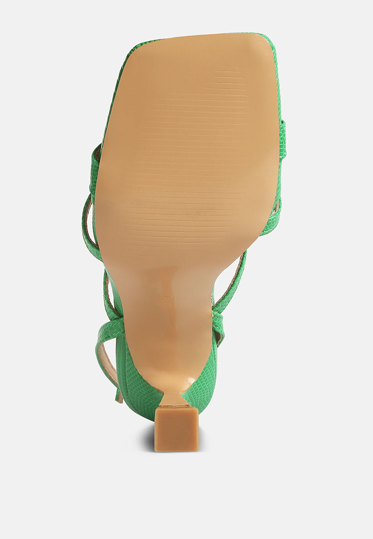 Serling Croc Spool Heel Sandals - Tigbul's Variety Fashion Shop