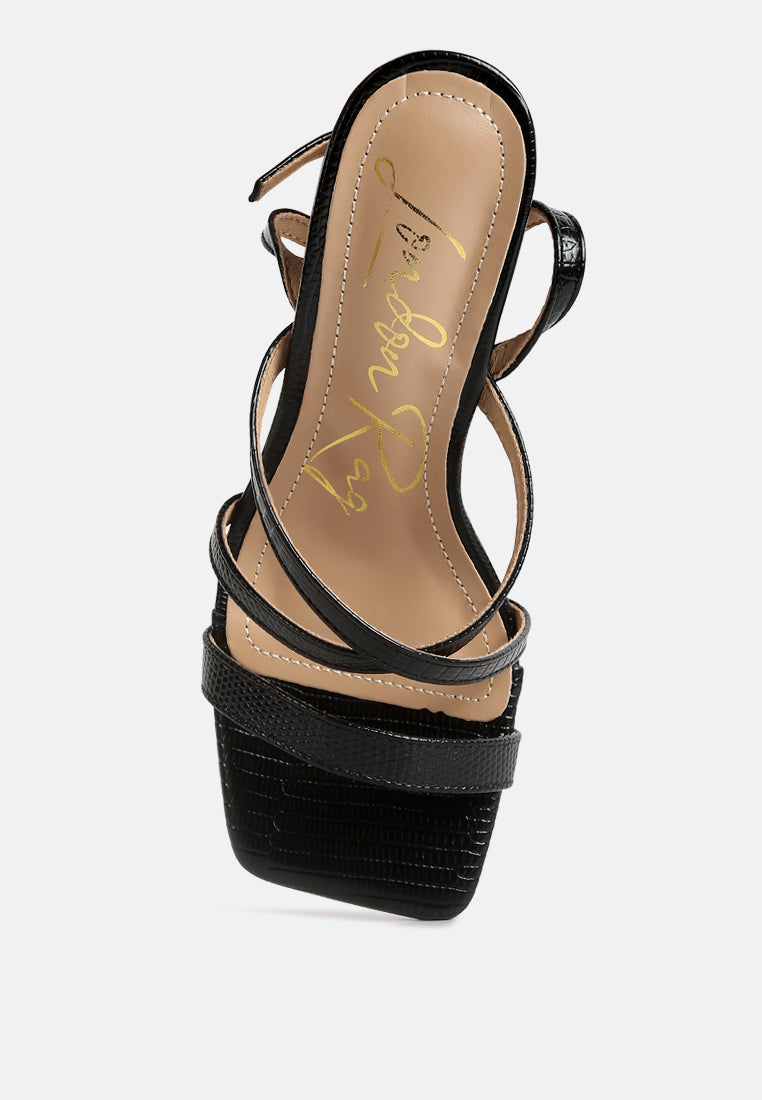 Serling Croc Spool Heel Sandals - Tigbul's Variety Fashion Shop