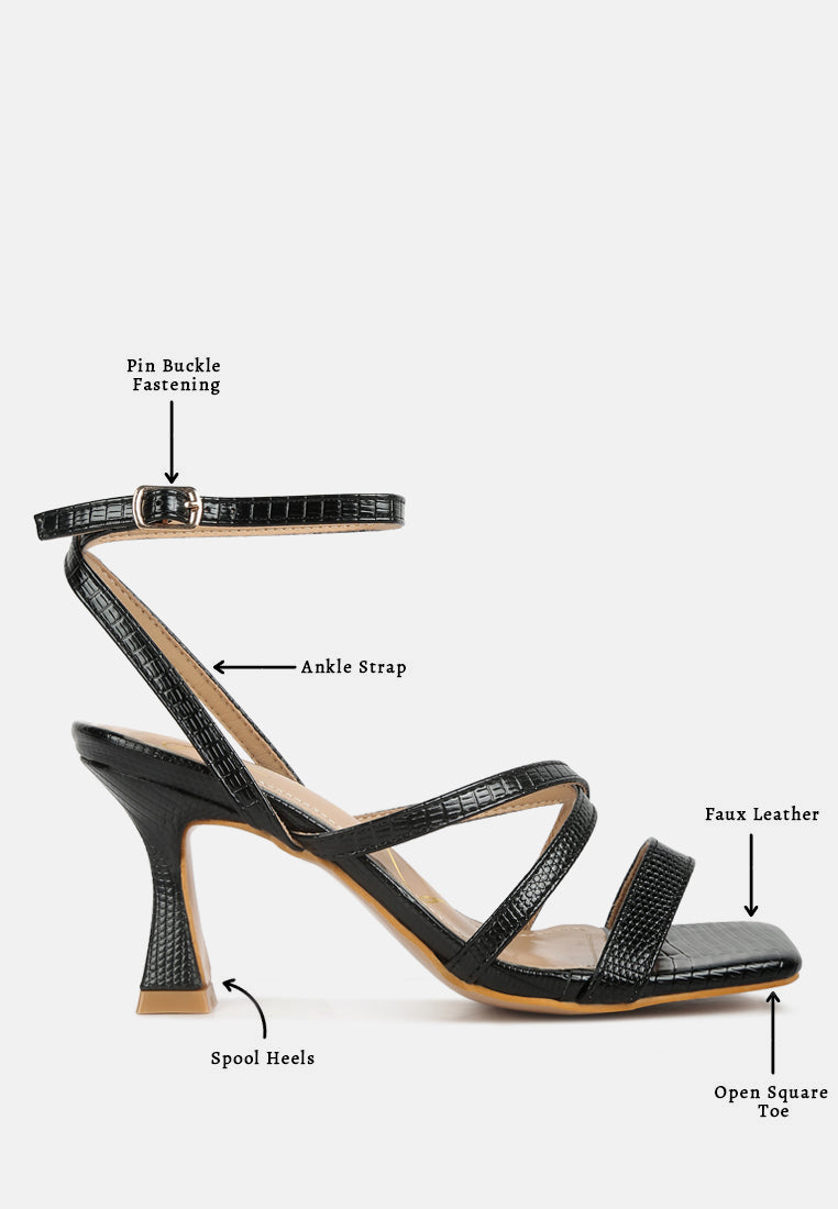 Serling Croc Spool Heel Sandals - Tigbul's Variety Fashion Shop