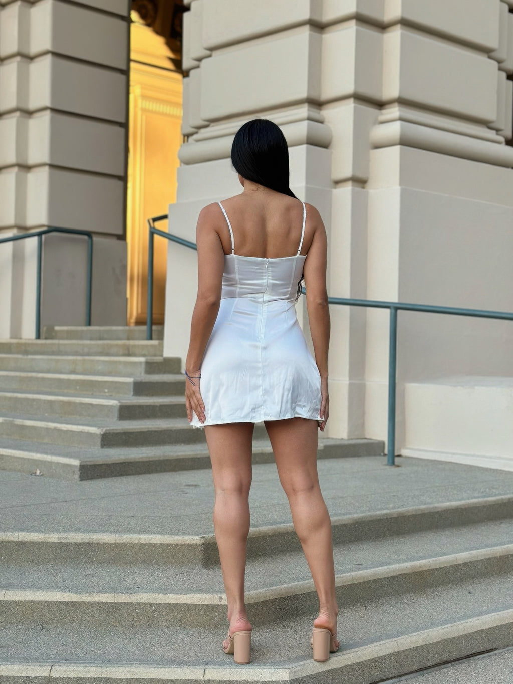 White Satin Wrap Like & Lace Mini Cami Slip Dress | Tigbuls Variety
