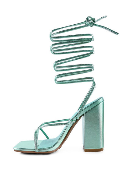 SHEWOLF LACE UP HIGH HEEL SANDALS - Tigbul's Variety Fashion Shop