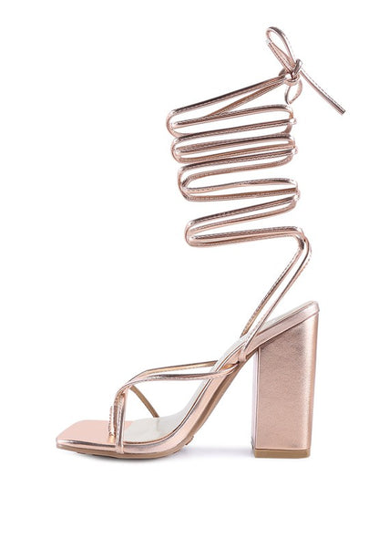 SHEWOLF LACE UP HIGH HEEL SANDALS - Tigbul's Variety Fashion Shop