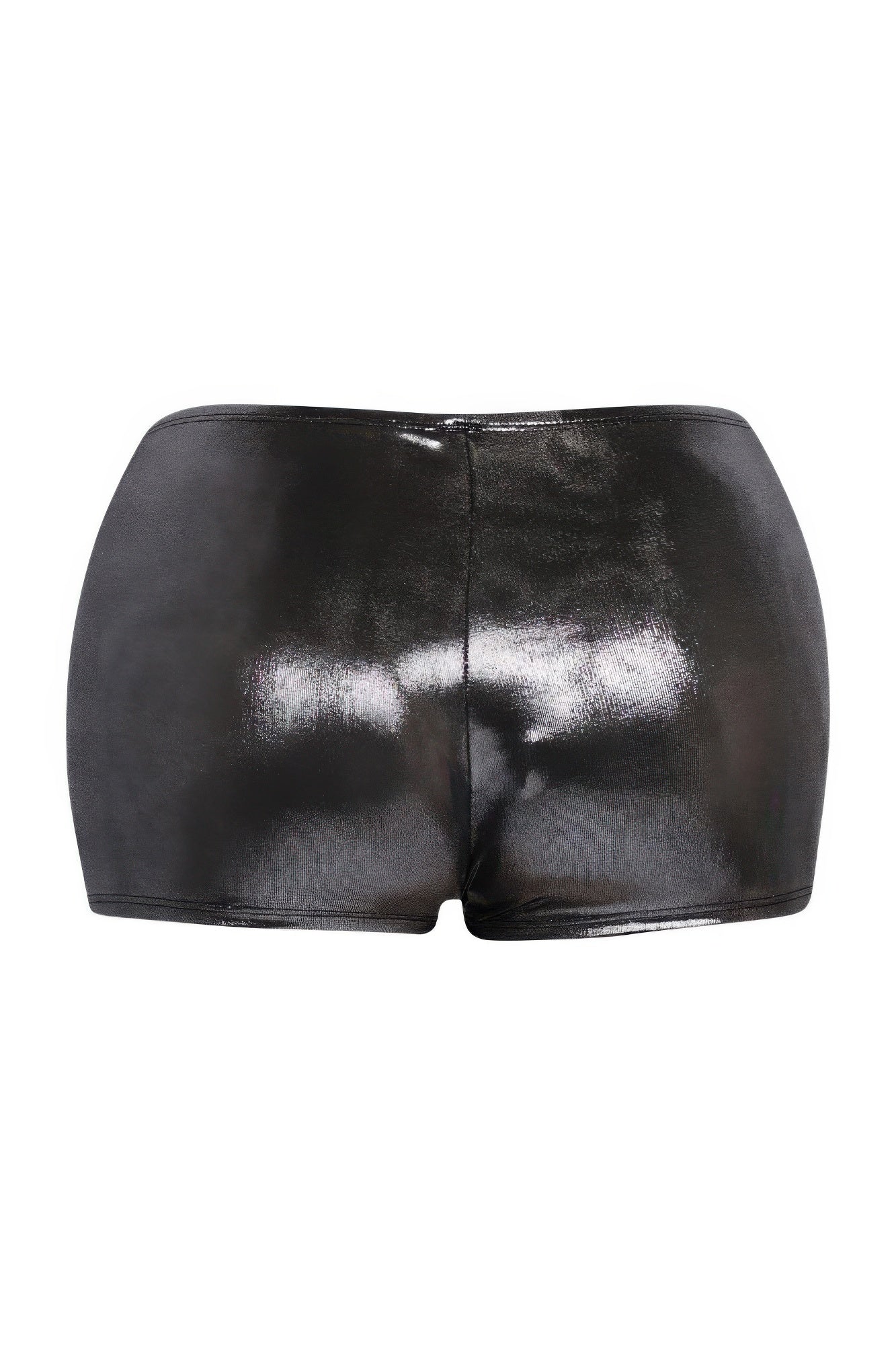 Shimmer high-waisted shorts, black glossy finish, back outline