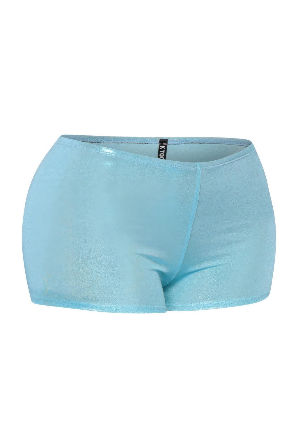 Shimmer high-waisted shorts, turquoise, front view