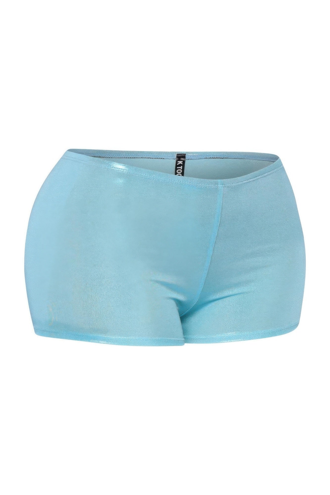 Shimmer high-waisted shorts, turquoise, front view