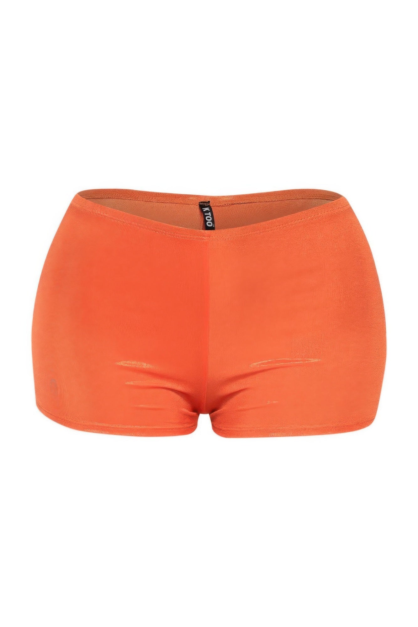 Shimmer high-waisted shorts, tangerine orange, front view