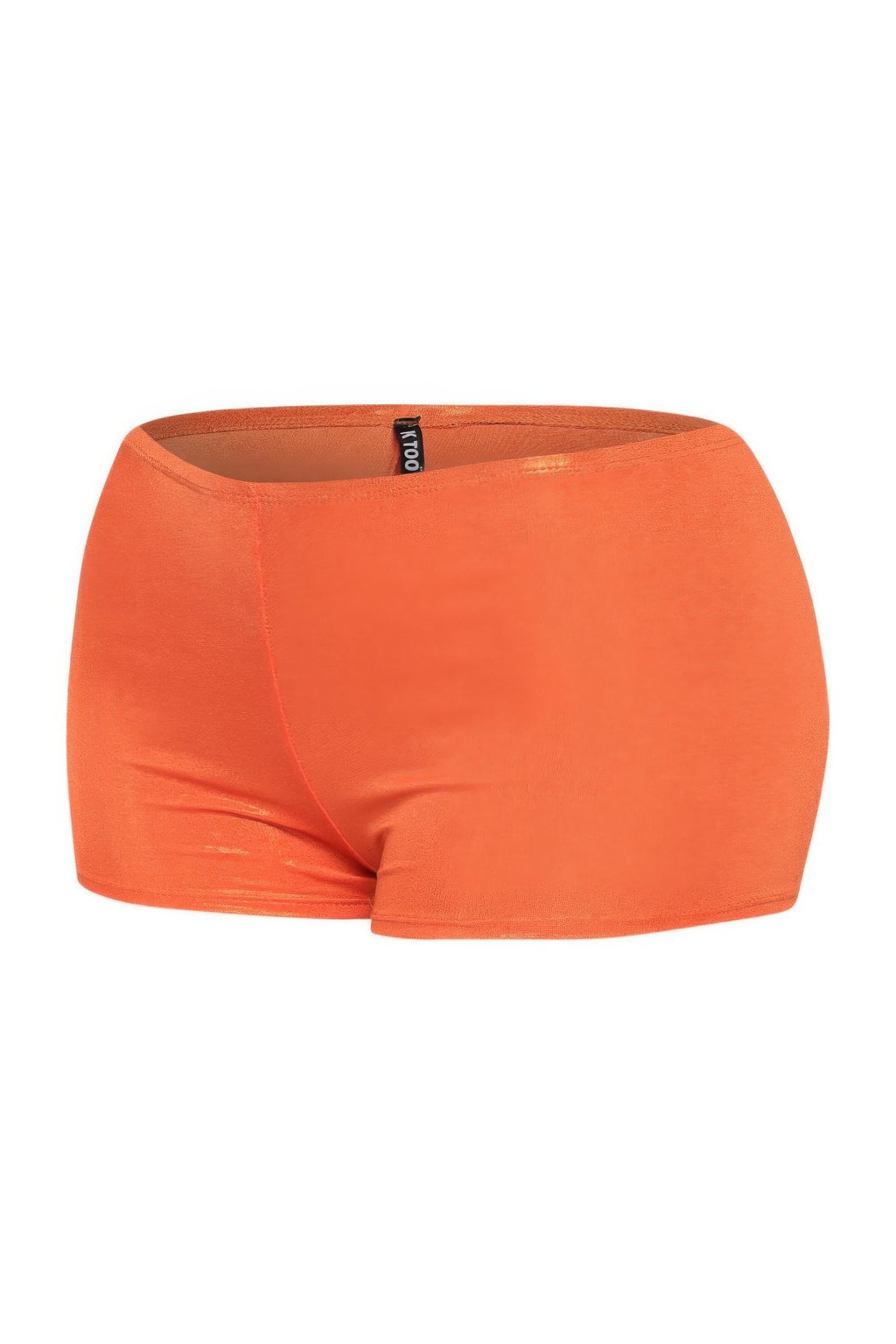 Shimmer high-waisted shorts, tangerine orange, back view