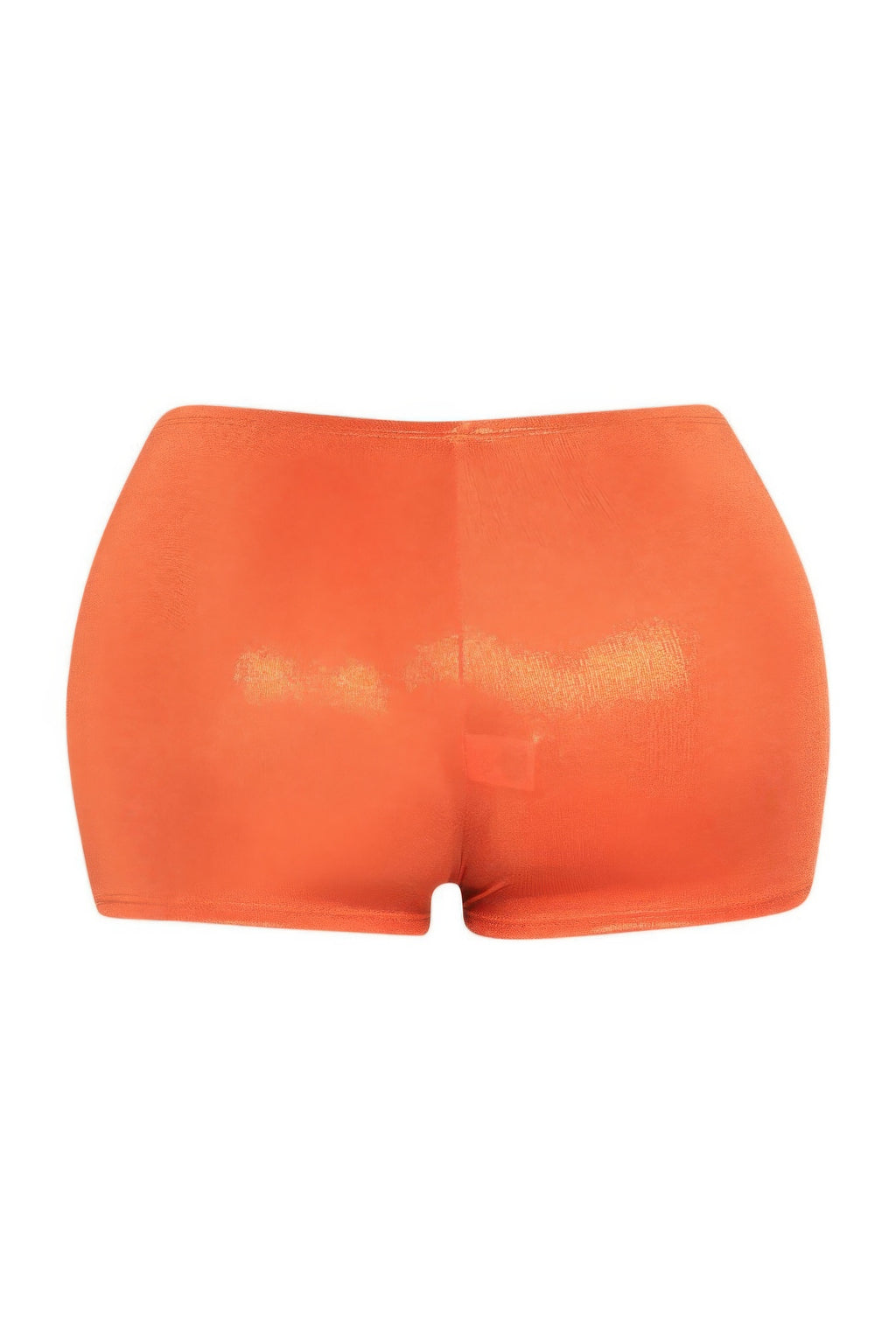 Shimmer high-waisted shorts, tangerine orange, rear view