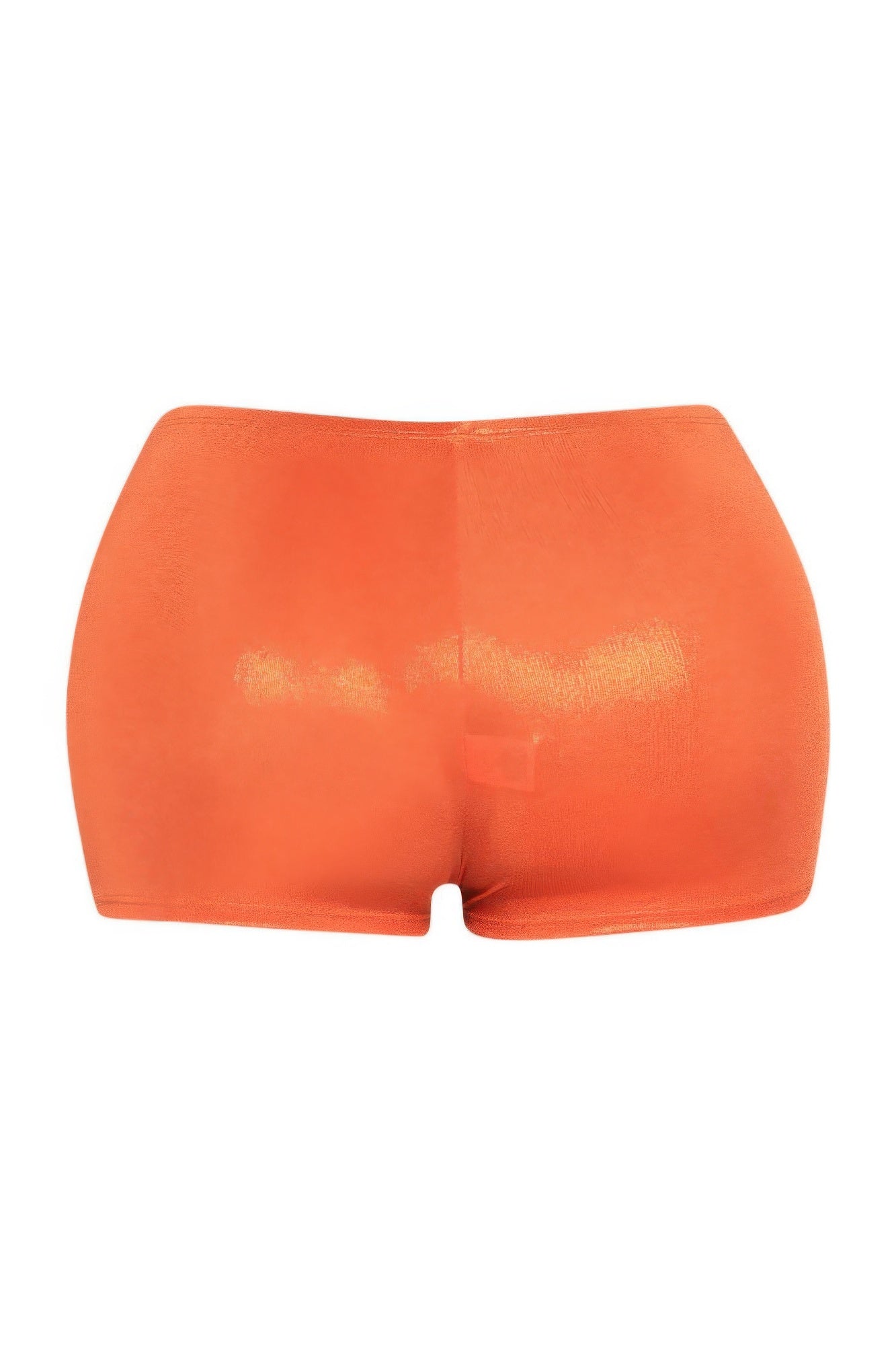 Shimmer high-waisted shorts, tangerine orange, rear view