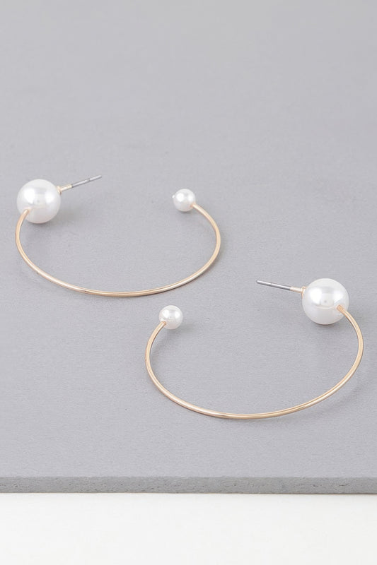 Shiny Delicate Pearl Hoop Earrings - Tigbul's Variety Fashion Shop