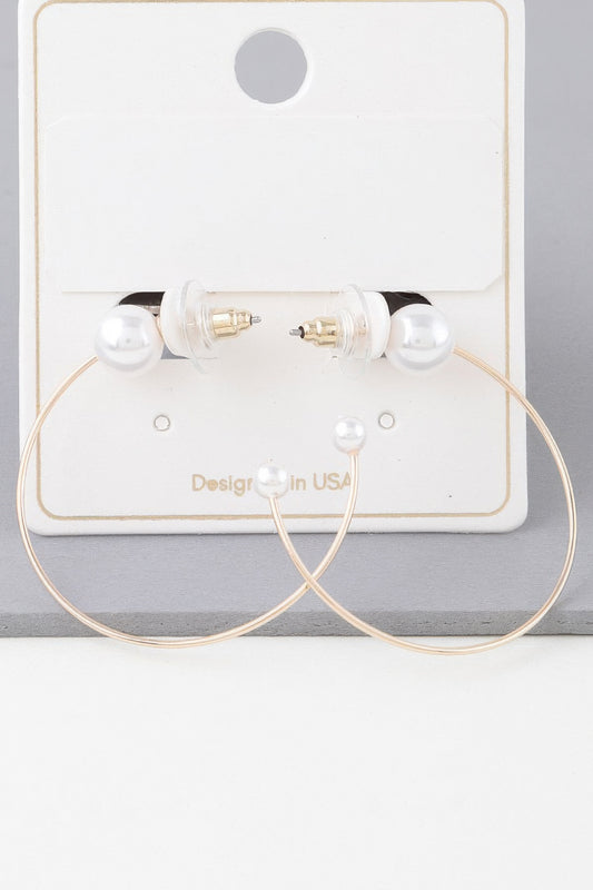 Shiny Delicate Pearl Hoop Earrings - Tigbul's Variety Fashion Shop